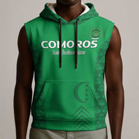 Custom Comoros Football Sleeveless Hoodie Go Champions Green Les Coelacantes - Wonder Print Shop
