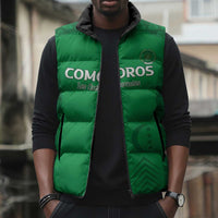 Custom Comoros Football Sleeveless Puffer Jacket Go Champions Green Les Coelacantes - Wonder Print Shop