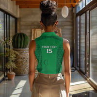 Custom Comoros Football Women Sleeveless Polo Shirt Go Champions Green Les Coelacantes - Wonder Print Shop
