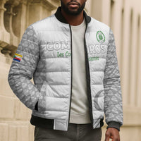 Custom Comoros Football Bomber Puffer Jacket Go Champions White Les Coelacantes - Wonder Print Shop