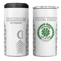 Custom Comoros Football 4 in 1 Can Cooler Tumbler Go Champions White Les Coelacantes - Wonder Print Shop