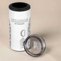 Custom Comoros Football 4 in 1 Can Cooler Tumbler Go Champions White Les Coelacantes - Wonder Print Shop