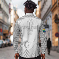 Custom Comoros Football Long Sleeve Button Shirt Go Champions White Les Coelacantes - Wonder Print Shop