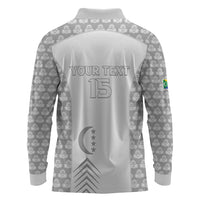 Custom Comoros Football Long Sleeve Polo Shirt Go Champions White Les Coelacantes - Wonder Print Shop