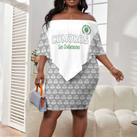 Custom Comoros Football Off Shoulder Short Dress Go Champions White Les Coelacantes - Wonder Print Shop