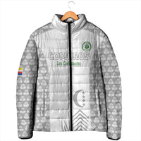 Custom Comoros Football Padded Jacket Go Champions White Les Coelacantes - Wonder Print Shop