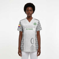 Custom Comoros Football Scrub Top Go Champions White Les Coelacantes - Wonder Print Shop