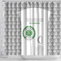 Comoros Football Shower Curtain Go Champions White Les Coelacantes - Wonder Print Shop