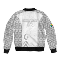 Custom Comoros Football Sleeve Zip Bomber Jacket Go Champions White Les Coelacantes - Wonder Print Shop