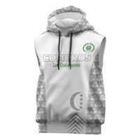 Custom Comoros Football Sleeveless Hoodie Go Champions White Les Coelacantes - Wonder Print Shop