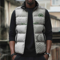 Custom Comoros Football Sleeveless Puffer Jacket Go Champions White Les Coelacantes - Wonder Print Shop