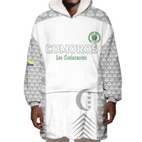 Custom Comoros Football Wearable Blanket Hoodie Go Champions White Les Coelacantes - Wonder Print Shop