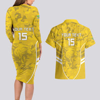 Custom Gabon Football Couples Matching Long Sleeve Bodycon Dress and Hawaiian Shirt Go Panthers