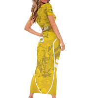 Custom Gabon Football Family Matching Short Sleeve Bodycon Dress and Hawaiian Shirt Go Panthers