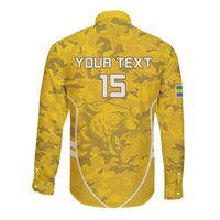 Custom Gabon Football Long Sleeve Button Shirt Go Panthers