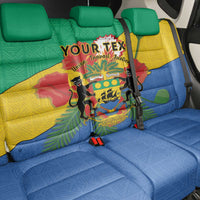Personalised Gabon Back Car Seat Cover Coat Of Arms With African Pattern