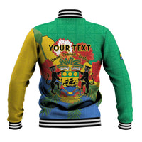 Personalised Gabon Baseball Jacket Coat Of Arms With African Pattern