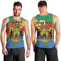 Personalised Gabon Men Tank Top Coat Of Arms With African Pattern