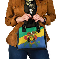 Personalised Gabon Shoulder Handbag Coat Of Arms With African Pattern - Wonder Print Shop