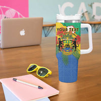 Personalised Gabon Tumbler With Handle Coat Of Arms With African Pattern - Wonder Print Shop