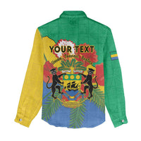 Personalised Gabon Women Casual Shirt Coat Of Arms With African Pattern - Wonder Print Shop