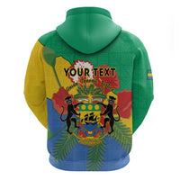 Personalised Gabon Zip Hoodie Coat Of Arms With African Pattern - Wonder Print Shop