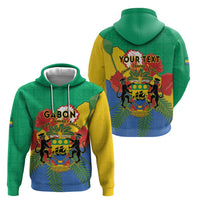 Personalised Gabon Zip Hoodie Coat Of Arms With African Pattern - Wonder Print Shop