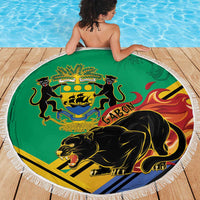 Gabon Black Panther Beach Blanket Coat Of Arms