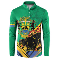 Gabon Black Panther Button Sweatshirt Coat Of Arms