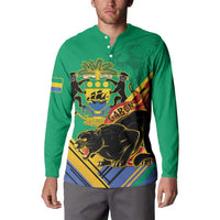 Gabon Black Panther Button Sweatshirt Coat Of Arms
