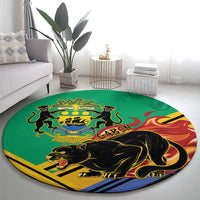 Gabon Black Panther Round Carpet Coat Of Arms - Wonder Print Shop