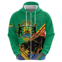 Gabon Black Panther Zip Hoodie Coat Of Arms - Wonder Print Shop