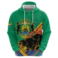 Gabon Black Panther Zip Hoodie Coat Of Arms - Wonder Print Shop