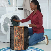 African Tribal Heritage Laundry Basket Earth Tone Pattern