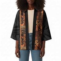 African Tribal Heritage Kimono Earth Tone Pattern