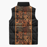 African Tribal Heritage Sleeveless Puffer Jacket Earth Tone Pattern