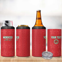 Custom Morocco Football 4 in 1 Can Cooler Tumbler Dima Maghrib
