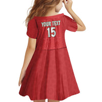 Custom Morocco Football Family Matching Off Shoulder Short Dress and Hawaiian Shirt Dima Maghrib