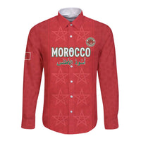 Custom Morocco Football Long Sleeve Button Shirt Dima Maghrib