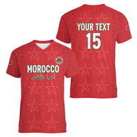 Custom Morocco Football Women V-Neck T-Shirt Dima Maghrib