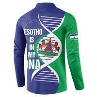 Lesotho Is In My DNA Button Sweatshirt Lesotho Map and Coat Of Arms