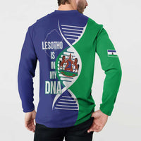 Lesotho Is In My DNA Button Sweatshirt Lesotho Map and Coat Of Arms