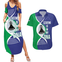 Lesotho Is In My DNA Couples Matching Summer Maxi Dress and Hawaiian Shirt Lesotho Map and Coat Of Arms