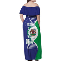 Lesotho Is In My DNA Family Matching Off Shoulder Maxi Dress and Hawaiian Shirt Lesotho Map and Coat Of Arms