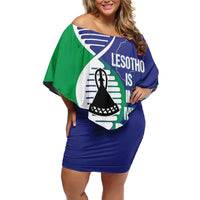 Lesotho Is In My DNA Family Matching Off Shoulder Short Dress and Hawaiian Shirt Lesotho Map and Coat Of Arms