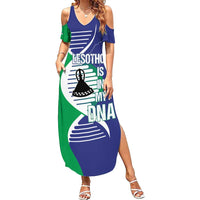 Lesotho Is In My DNA Family Matching Summer Maxi Dress and Hawaiian Shirt Lesotho Map and Coat Of Arms