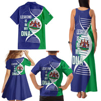 Lesotho Is In My DNA Family Matching Tank Maxi Dress and Hawaiian Shirt Lesotho Map and Coat Of Arms