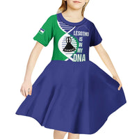 Lesotho Is In My DNA Kid Short Sleeve Dress Lesotho Map and Coat Of Arms