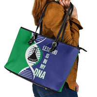 Lesotho Is In My DNA Leather Tote Bag Lesotho Map and Coat Of Arms