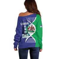 Lesotho Is In My DNA Off Shoulder Sweater Lesotho Map and Coat Of Arms